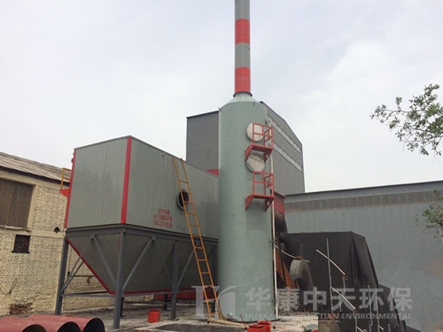 华康环保为天津生产的10吨锅炉除尘器安装现场